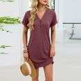 thumbnail image 5 of Censtreet Nightgowns for Women Short Sleeve Night Gown Soft Sleep Shirts Women's Sleepwear V Neck Sleep Dress, 5 of 9