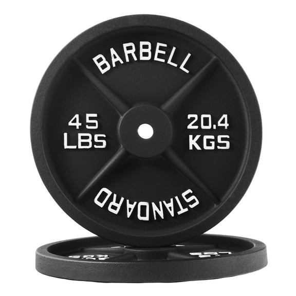 BalanceFrom Classic Cast Iron Weight Plates for Strength Training, 1-Inch or 2-Inch, Standard or Olympic