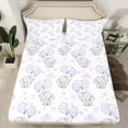 thumbnail image 2 of jejeloiu Cartoon Animal Elephant Bed Sheets,Kawaii Bow Bowknot King Sheets,Purple Balloon Heart Sheet Set For Girl,Microfiber Room Decor,4-Piece, 2 of 7