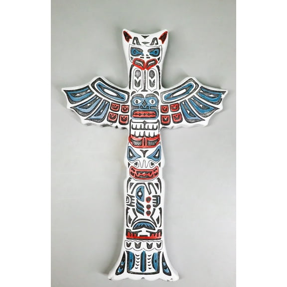 Tribal Native Indigenous Tiki Animal Totem Pole Wall Cross Decor Plaque