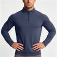 thumbnail image 2 of Hngshg Mens Athletic Shirts Quick Dry Slim Quarter Zip Mock Neck Tops Stretchy Long Sleeve Sports Gym Shirts, 2 of 7