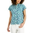 thumbnail image 2 of Style & Co Womens Spring Escape Printed Cotton Button Front Top Bright White Combo S, 2 of 2