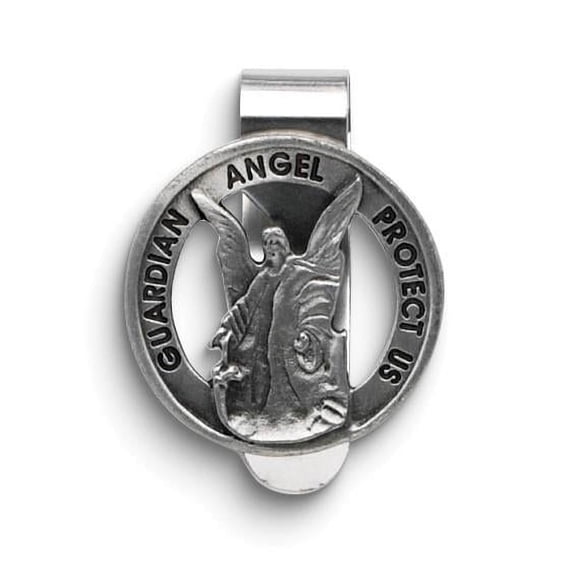 Silver-tone GUARDIAN ANGEL PROTECT US Visor Clip