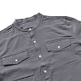 thumbnail image 3 of LVCBL Men's Casual Shirt with Round Neck Long Sleeve Shirt With Buttons Dark Gray M, 3 of 7