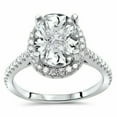 thumbnail image 6 of HeartsAndYou 5ct Oval Cut Moissanite Bridal Set Band Halo Engagement Ring for Women 18k White Gold Over Silver, 6 of 8