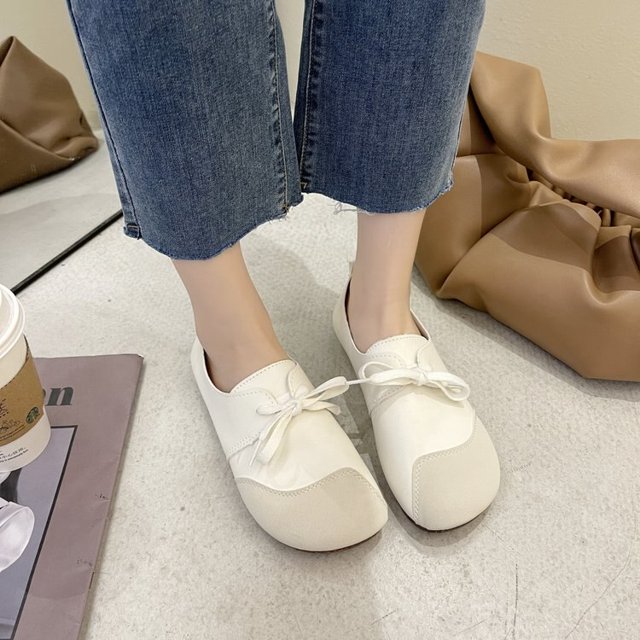 Zapatos planos de punta redonda para mujer, nuevos zapatos informales de cuero de tacón bajo de tacón plano, zapatos de cuero suave de fondo suave, zapatos pequeños de cuero37 Gao Jinjia LED
