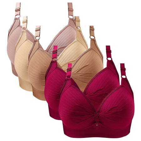 Clearance Sale! Women s Push Up Bra No Underwire Comfortable Bras Padded Plunge Women Lace Back Button Shaping Cup Adjustable Shoulder Strap Large Size Bra Bras for Women No Underwire Hot Pink M