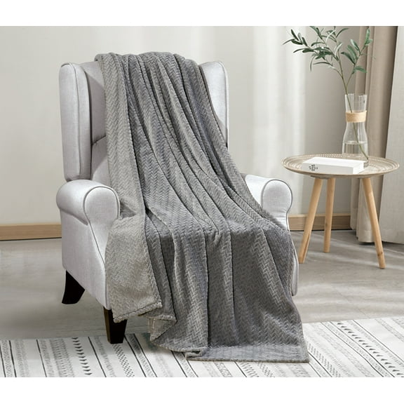 Plazatex Chevron Micro plush Decorative All Season Grey 50" X 60" Throw Blanket