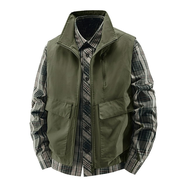 Gilet Utilitaire Léger pour Hommes, Style Safari, Fermeture Éclair Intégrale, Sans Manches, Séchage Rapide, Veste d'Extérieur avec Multiples Poches pour Voyage, Randonnée et Pêche