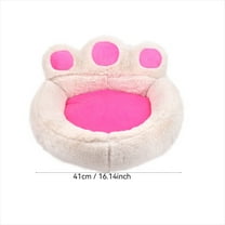 Luoshdecor Round Bolster Pet Bed for Dog or Cat with Flannel Top, Cute Animal Paw Shape Washable Fluffy Pet Bed for Cats or Small Dogs