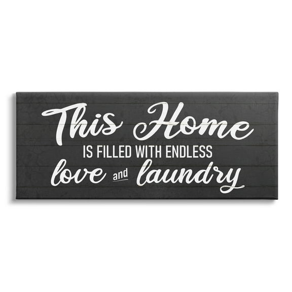 Stupell Industries Laundry Room Home Text Sign Typography Rustic Design Canvas Wall Art, 48 x 20, Design by Kim Allen