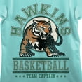 thumbnail image 2 of Stranger Things Hawkins Tigers Team Captain Women's Teal Crew Neck Short Sleeve T-shirt-3XL, 2 of 7