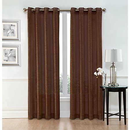 Ruthy S Textile Brown Sheer Curtains 2 X 54 X 84 Panels Rod