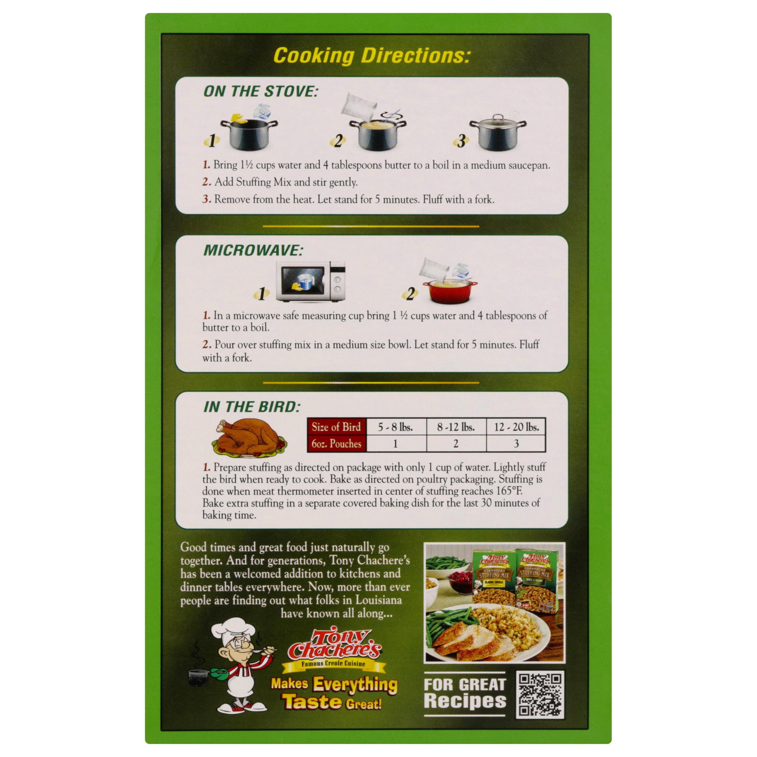 Tony Chachere's, Cornbread Stuffing Mix, Classic, Cajun, 6 oz, Shelf Stable