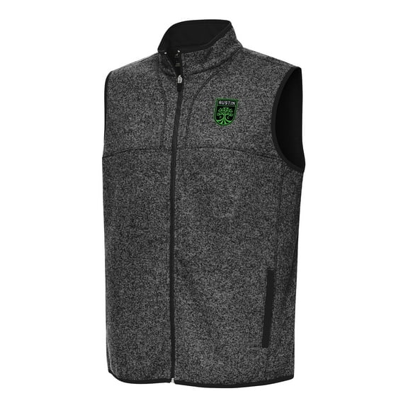 Men's Antigua Heather Black Austin FC Fortune Full-Zip Vest