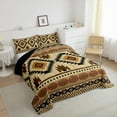 thumbnail image 3 of jejeloiu Ancient Bohemian Aztec Queen Comforter Set,Rustic Western Tribal Bedding Sets,Brown Plaid Bedding Comforter Set For Adults,Microfiber Bedroom Decor Reversible,3pcs, 3 of 8