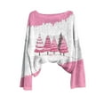thumbnail image 4 of PiGOGI Women's Casual Crew Neck Christmas Sweatshirt Holiday Party Long Sleeve Winter Pullover Cozy Sweater Pink XL, 4 of 4