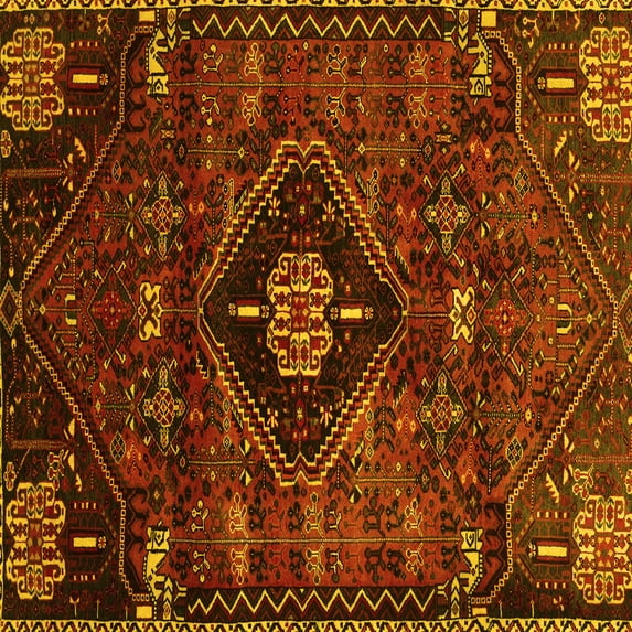 Ahgly Company Indoor Square Persian Yellow Traditional Area Rugs, 6' Square