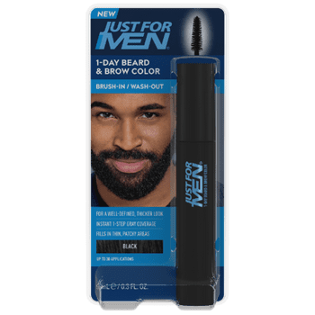 Just For Men 1-Day Beard & Brow Color, Temporary Dye for Beard and Eyebrows, Up to 30 Applications, Black