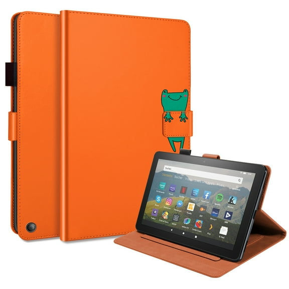 Dteck Case for Amazon Fire HD 8 (2020) 8-inch,Magnetic Patterned PU Leather Wallet Card Holder Amazon Fire HD 8 Plus (2020) Case Kickstand Shockproof Protective Folio Cover,Orange