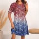 thumbnail image 5 of Vestido Corto para las Mujeres Cuello Redondo Manga Corta Impresa Suéter, Moda Casual Estilo Línea, 5 of 6