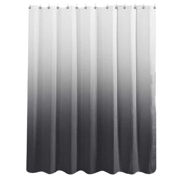 Cortina de ducha con diseño ombré para baño, cortina de ducha de tela texturizada con 12 ganchos, repelente al agua, lavable a máquina, 72 x 72 pulgadas