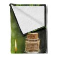 thumbnail image 2 of Spa Soft Flannel Fleece Throw Blanket, Hot Massage Rocks Combined Candles and Scents Landscape of Bamboo Print, Cozy Plush for Indoor and Outdoor Use, 50" x 60", Green White and Black, by Ambesonne, 2 of 5