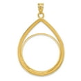 thumbnail image 3 of 14k Yellow Gold Lightweight Teardrop Prong Setting Coin Bezel Pendant Mounting - Fits 32mm, 3 of 4