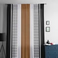 thumbnail image 5 of Modern Brown Black Semi Sheer Curtains Drapes for Living Room, Bedroom, French Doors Window 96 Inches Long, Boho Contemporary Geometric Striped Rod Pocket Chiffon Curtain Drapery Voile Drape Panel, 5 of 6