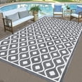 thumbnail image 2 of Outdoor Rug x Reversible Outdoor Plastic Straw Rug Large Outdoor Patio Rug RV Mat Outside Indoor Outdoor Rugs for Patio RV Balcony Deck Picnic Backyard Porch Grey, 2 of 8