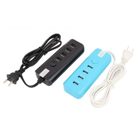 - AC110-250V US Plug 4 USB Charging Adapter Multi-use Power Strip Set Blue+Black
