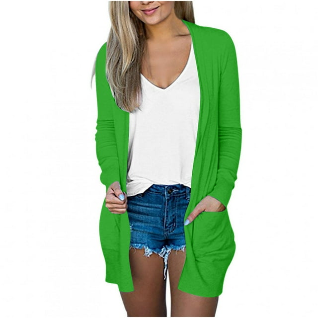 Pisexur Cardigans pour Femmes, Chandails Légers à devant Ouvert, Cardigan Décontracté Uni à Manches Longues, Boutonné, Coupe Ample, Cardigans d'Automne