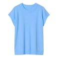thumbnail image 4 of Comdrip Chandail à Manches Courtes pour Femmes, Gilet de Chandail d'Été pour Femmes à Manches Cap, Hauts en Tricot à Col Rond, Chandails Décontractés à Enfiler pour Femmes Tendance Bleu Ciel P, 4 of 4