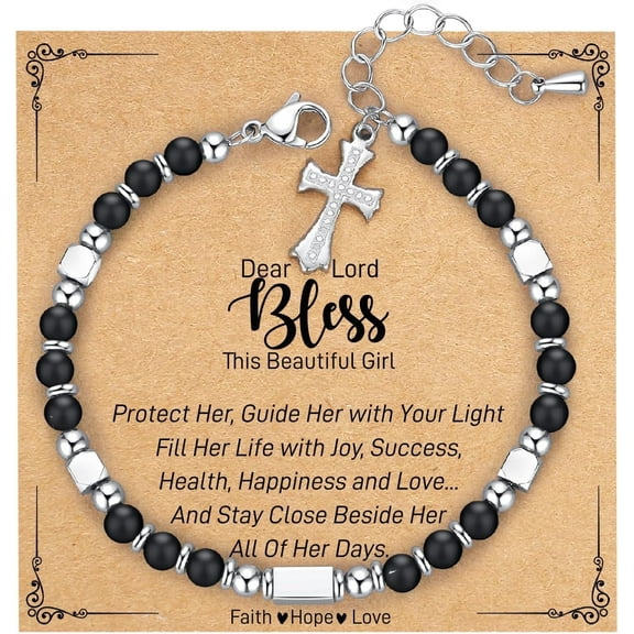 Small Gemstone Cross Bracelet - Teenager/Girl/Lady Christmas Gift, Easter Valentine's Day Birthday Mother's Day Anniversary Gift