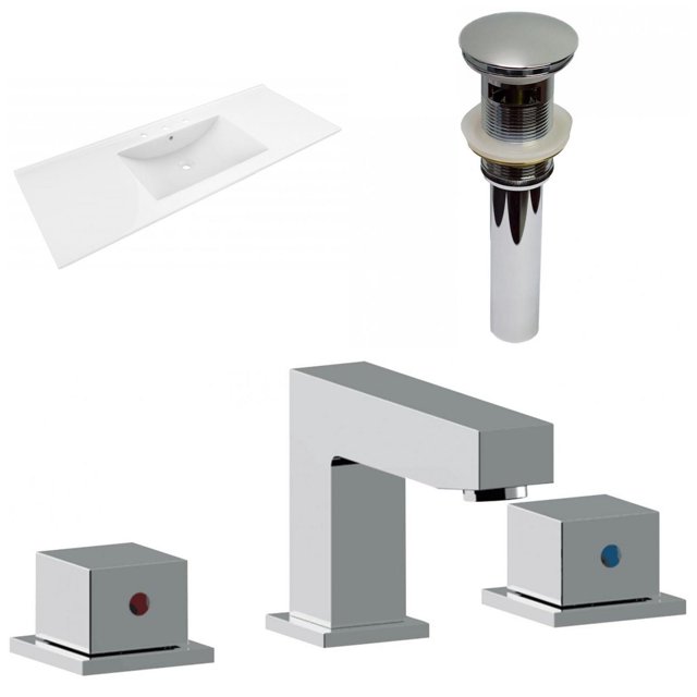 American Imaginations 48-in. W 3H8-in. Ceramic Top Set In White Color - Overflow Drain Incl. AI-32642