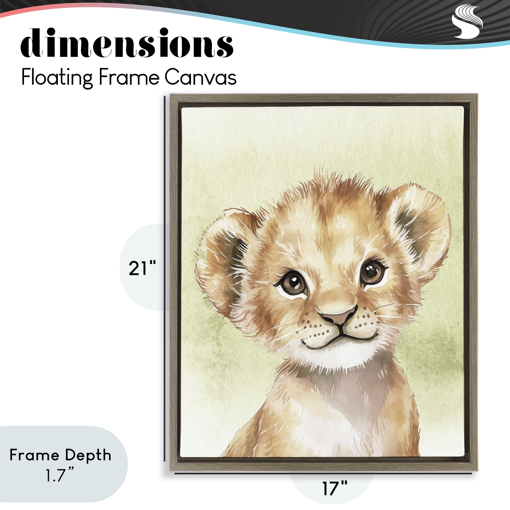 Stupell Industries Jungle Friends Baby Lion Brown Framed Floater Canvas Wall Art, design by Christine Simpson Art