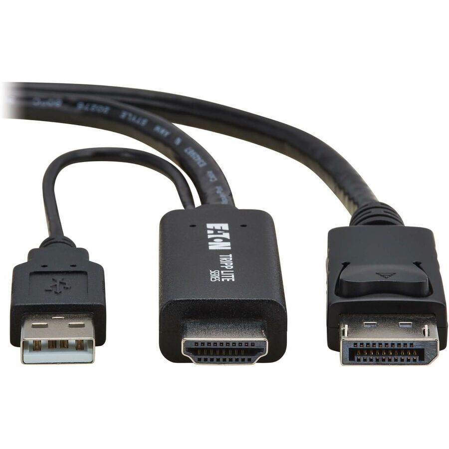 Tripp Lite series HDMI to DisplayPort Active Adapter Cable (M/M) - 4K 60 Hz, USB Power, Black, 2 m - 6.56 ft DisplayPort/HDMI/USB A/V Cable for Audio/Video Device, Monitor, HDTV, Projector, Blu-ray...