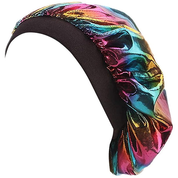 Gorros de quimioterapia con turbante sedoso con láser brillante, gorro para dormir, gorro contra el cáncer, envoltura para el cabello para mujeres