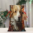 thumbnail image 5 of Rocae Vintage Colorful Flower Puppy for Christmas Drawstring Linen Gift Bag with Drawstrings Treat Bag Goody Present Bags for Christmas Party Favor-Medium, 5 of 9