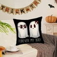 thumbnail image 3 of Halloween Forever My Boo Pillow Cases Set of 2 Lovely Ghost Spooky Halloween Decorations Throw Pillow Covers 18x18 Inch Cotton Linen Black and White Halloween Quotes Cushion Cover, 3 of 6
