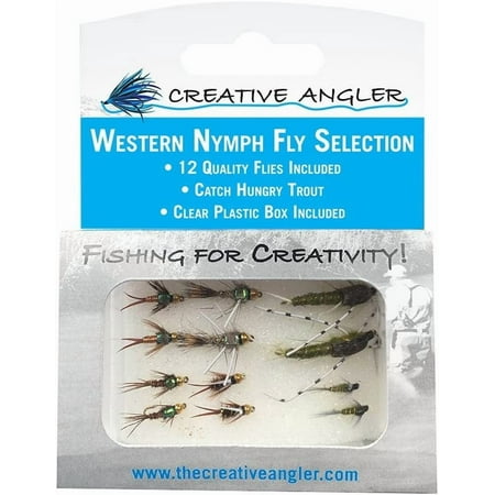 Western Nymph Fly Selection for Fly Fishing. 12 Trout Flies