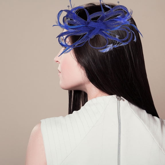 Worgeous 1Pcs Blue Fascinator Hat for Girls Cocktail Party Headpiece