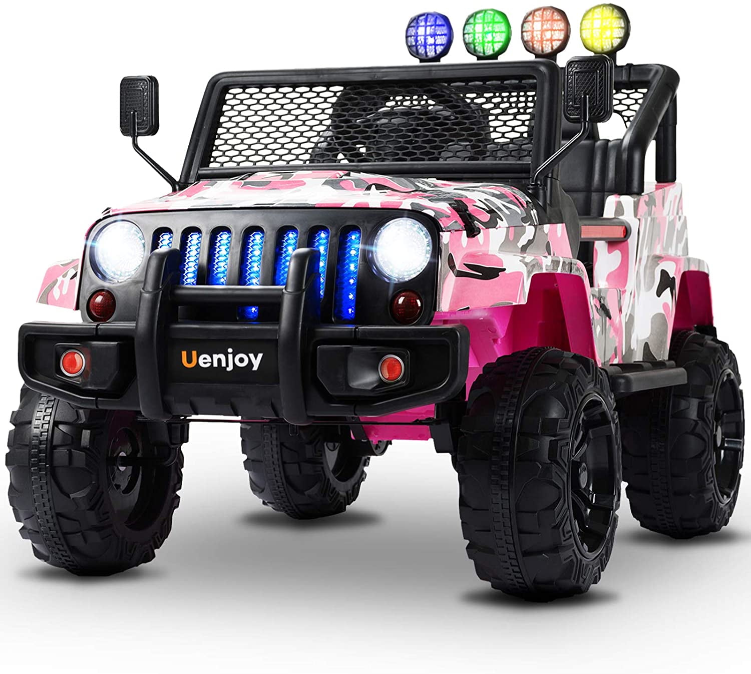 Uenjoy 12V Kids Ride on Toys Electric Battry-Powered Ride-On Truck Car RC Toy w/ Remote Control 2 Speed Camouflage Pink