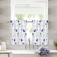 thumbnail image 4 of Tier Curtains, Blue Flower Watercolor Kitchen Curtains, Blue Gray Floral Rod Pocket Window Treatment Tier Pair for Kitchen Bathroom RV Basement Laundry, Set 2, 26 Inch Wide 24 Inch Long, 4 of 6