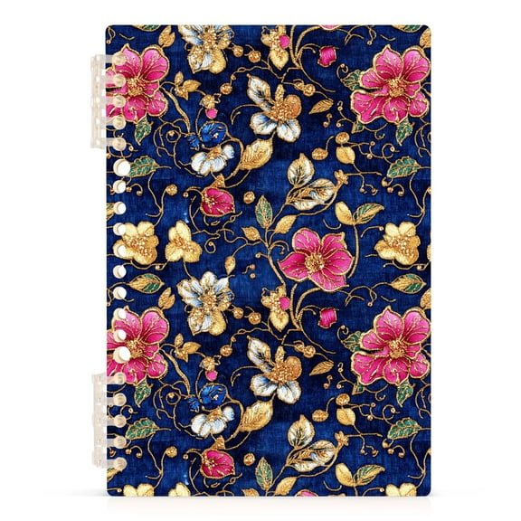 Colorful Embroidered Flower Notebooks 1-subject Journal 60 Sheets A5 College Ruled Paper Detachable Ring 8.3"x5.7"