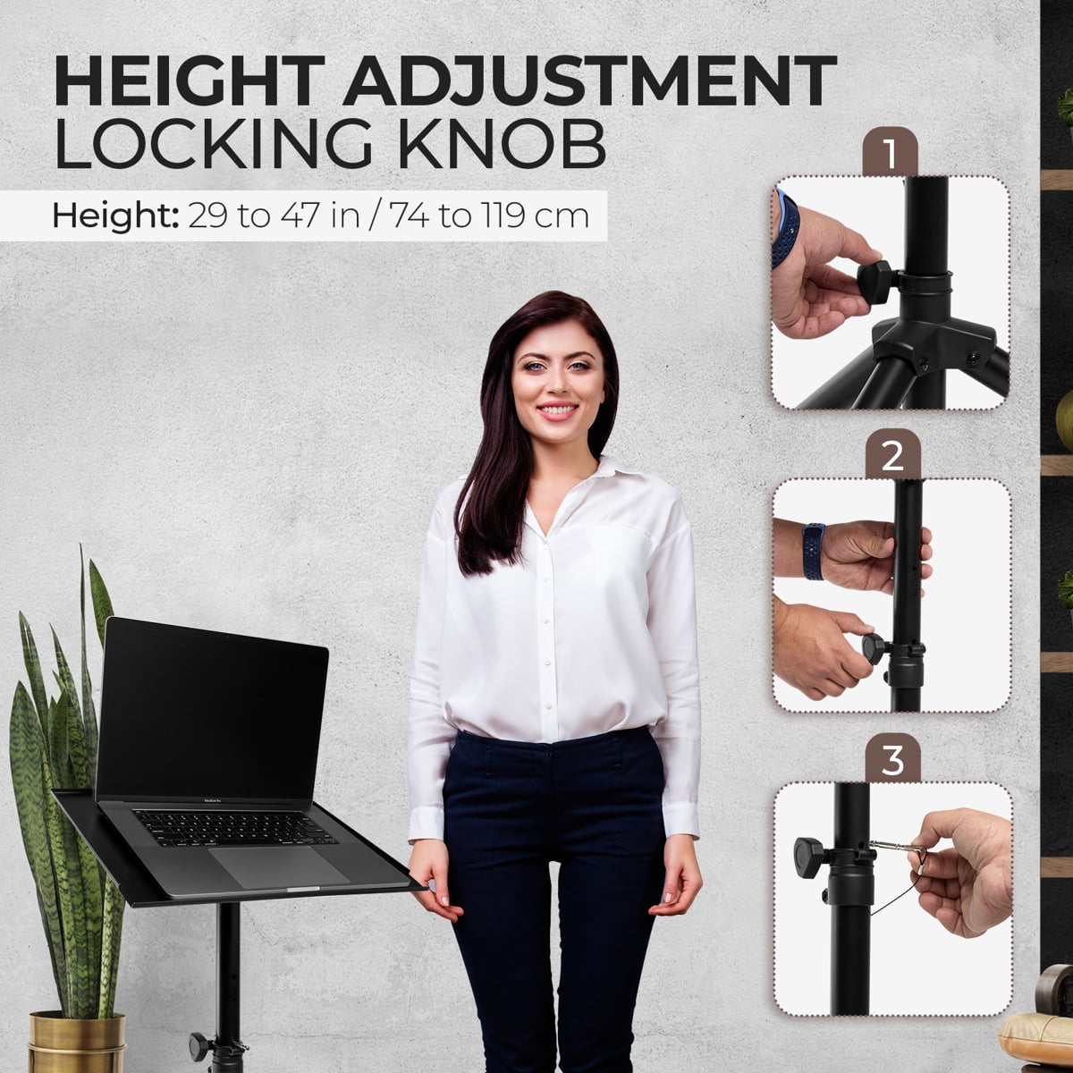Flashpoint Projector Laptop Tripod Stand, Adjustable FoldableHeight, DJ Gear Holder, Perfect for Office, Home, Stage, Studio Equipment
