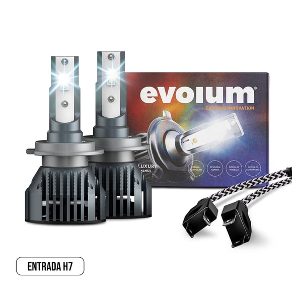 Luces Led para Auto - EVOLUM - Modelo Ultra Luxury 14,000 lúmenes - Resistencia al Agua - Haz de luz Perfecto: Luz Blanca (H7)
