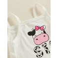 thumbnail image 6 of Yunliwuli Toddler Girl Summer Outfit Cow Letter Print Sleeveless Tank Tops and Shorts with Belt 2Pcs Clothes Set, 6 of 9