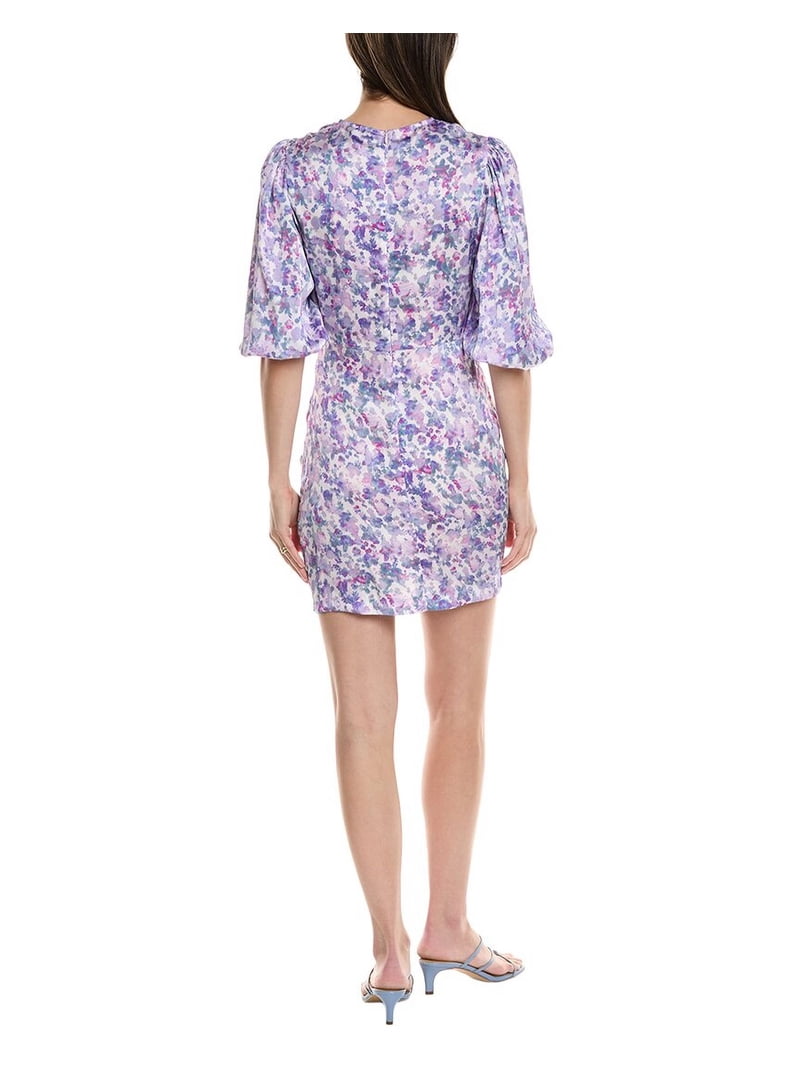 fitted lace wedding dress Maje Purple Patterned Long Sleeve Dress