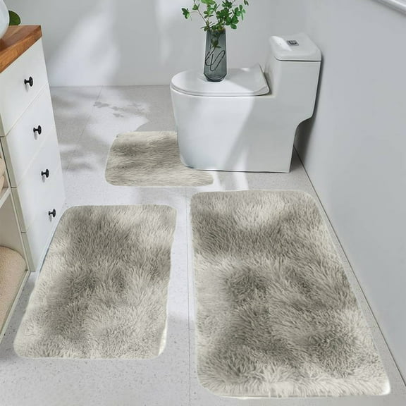 ZUBKTE Carpets for Living Room Mixed Color Bath Mats 3 Set Winter Bathroom Rugs For 3 Pcs Toilet Mats Universal Soft Comfort Water Absorption Non Slip Thick Machine Washable Easy to Dry Dark